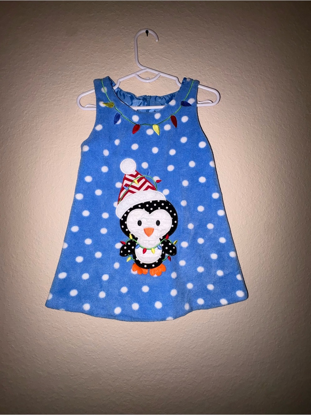 Bonnie Jean Light Blue Polka Dot Penguin Dress